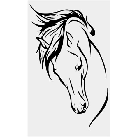 Jeffergarden Autocollant mural en PVC noir, décalcomanie d'art en vinyle cheval, décoration de salle d'étude à domicile amovible (1/5)