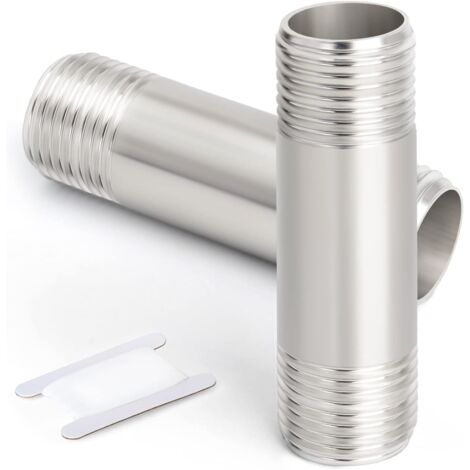 2 pièces 50mm 1/4 "x 1/4" mâle BSP Mamelon Fonte Tuyau 304 raccords de tuyauterie en Acier Inoxydable (1/5)