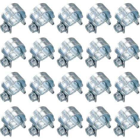 20 Pièces Colliers de Serrage Réglables, Colliers Serrage Métallique, Collier Durite pour Pince Collier Echappement Tuyau de Injection de Carburant - 13-15 mm (1/5)