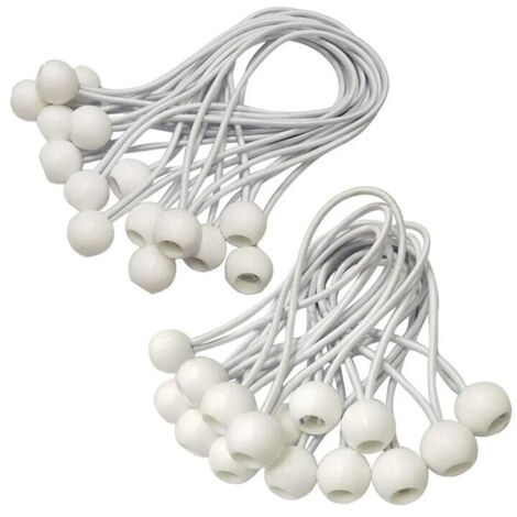 Tendeur Elastique,Sandow Elastique,30 Pièces Tendeur Bache pour Bannière, Bâche, Pavillon,Tente,Rideaux Harnais D’extension,Support de Bâche (Blanc-150mm), (1/5)