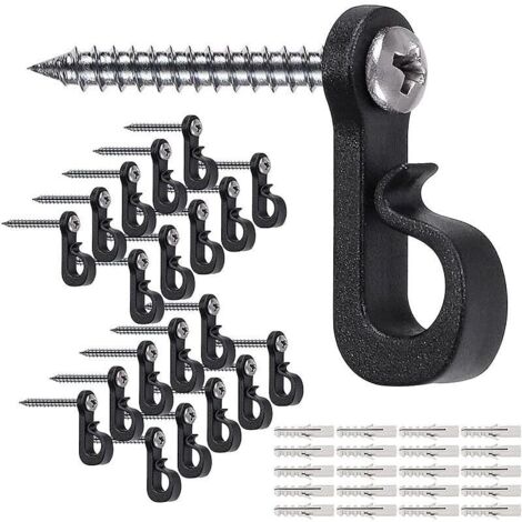 20 pièces Crochets à vis Q-Hanger pour intérieur et extérieur pour lumières de Noël, garage, Nouvel An pour guirlande lumineuse extérieure (1/5)