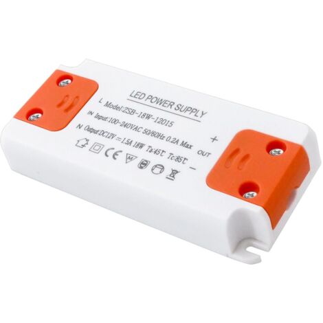 Transformateur LED Entrée 220-240V Sortie DC 12V 1.5A 18W Ampoule LED Driver Convertisseur Conducteur Alimentation de Tension Constante, pour Bandes Leds, Lampes LED, Projecteurs Enfoncés (1/5)