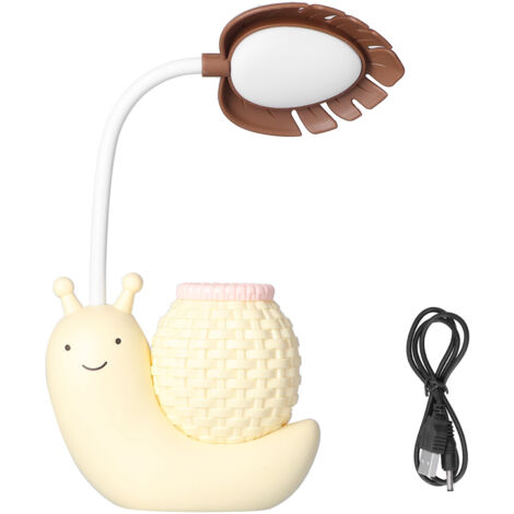 GARRYFIZH Lampe de bureau LED avec porte-stylo multifonction, chargement USB, lumière mignonne pour étudiants et enfants, jaune