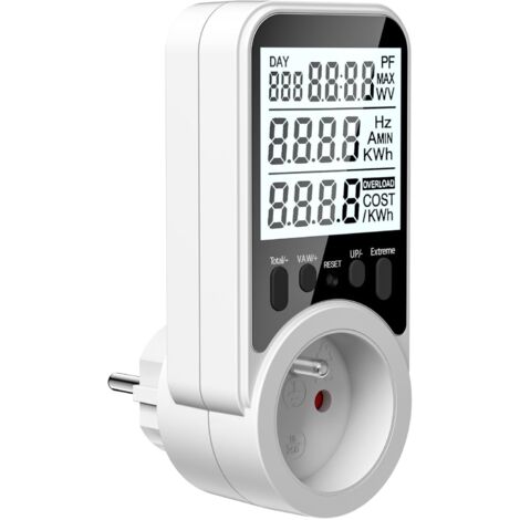 Wattmètre Prise Compteur d'Énergie, Compteur Électrique 11 Modes de Surveillance, Consommation d'Énergie 3680W 16A Max avec Protection de Surcharge, Écran LCD Rétroéclairé pour Maison Bureau (1/5)