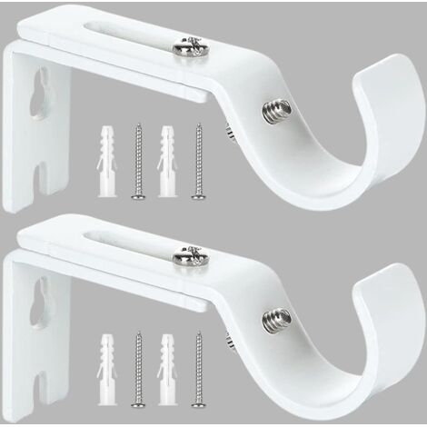 Support de Tringle à Rideau Réglable,2 Pcs Supports Murale Réglables,Support pour Tringle à Rideau,Compatible avec les tringles à rideau d'un diamètre maximal de 20mm-25mm(Blanc) (1/5)