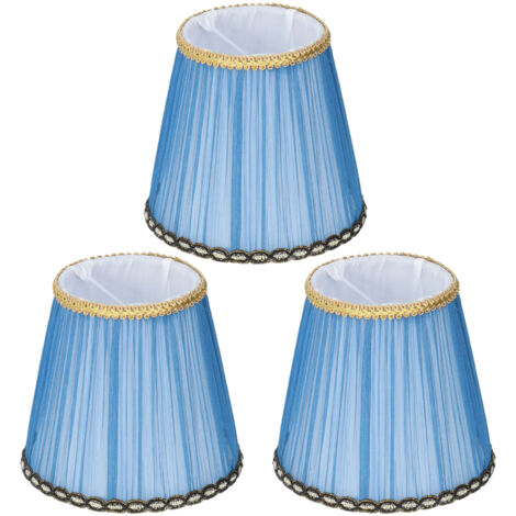 GARRYFIZH Lot de 3 abat-jour en tissu à pince E14 pour bougie, lustre, applique murale, lampe de table, décoration intérieure (bleu foncé) (1/5)