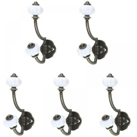 Crochets de vêtements muraux Rétro Crochets de manteau en céramique antique pour la porte de la salle de bain chambre cuisine bronze 5 pcs (1/5)
