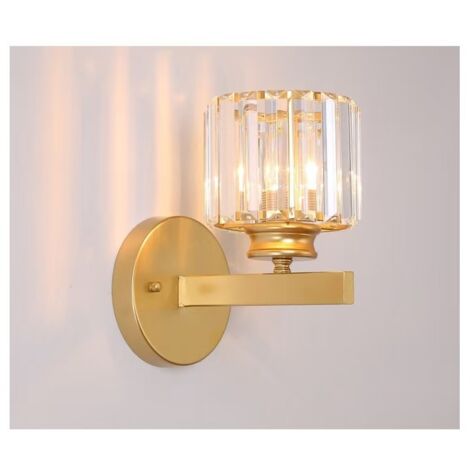 Métal LED Applique Postmoderne Exquis Cristal Applique À La Maison Décoration Applique Salon TV Applique Murale Chambre Chevet Lanterne E27 Verre Allée Escalier (Doré) (1/5)