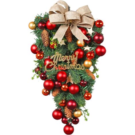 18,5 pouces Guirlande de Noël Porte d'entrée Tenture murale Ornements de Noël Artificielle Porte en forme de larme Swag, Bonbons de Noël à l'envers Arbre Décoration de Noël à suspendre, Intérieur et e (1/5)