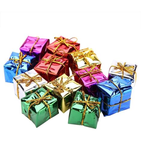 12pcs Boîte Decorative Boîte Noël Carton Pendentif Coloré Noël Pendaison Ornement Cube Boîte Cadeau pour Sapin de Noël Décor Maison (1/5)