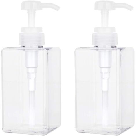 450 ML Distributeur de Savon, Lot de 2 Flacon Pompe Vide en Plastique Conteneur de Bouteille pour la Cuisine et la Salle de Bain - Transparent (1/5)