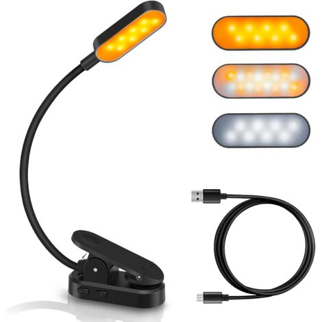 360°Cou Flexible Lampe Pince pour Lit, Livre, Veilleuse pour Nuit et Lampe de Chevet (1/2)