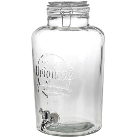 Distributeur vintage en verre épais 8L – Robinet et couvercle hermétiques – Pour boissons rafraîchissantes – Design traditionnel – Excellent (1/8)