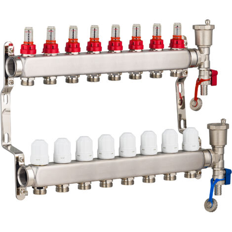 Collecteurs en inox pour Plancher Chauffant Rafraichissant NOYON & THIEBAULT 8 circuits