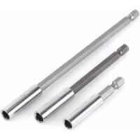 Choyclit – Porte-embout de visseuse magnétique 3 pièces 1/4' – Longueurs 60mm, 100mm, 150mm – Pour visseuses électriques et clés à chocs