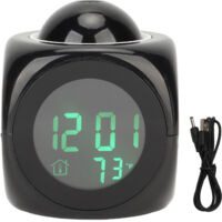 Jeffergarden Horloge de Projection LED Affichage Réveil de Projection Mini Voice Timing Projecteur d'horloge numérique avec cble USB Noir