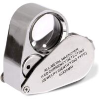 Loupe de bijoutier 40x loupe pliante pour les yeux de bijoux avec lumière LED éclairée (détection de devise par LED / bijoutiers identifiant le type Lupe)..DEBUNS