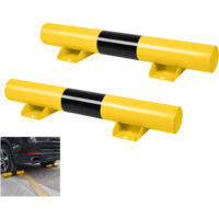 Hengmei – Lot de 2 butoirs de stationnement en métal – Dimensions 60 x 8 x 9,5 cm – Bande réfléchissante jaune – Installation facile pour garages
