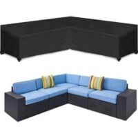Housse de canapé d'angle - 215x215x87 cm - noir - Housse de canapé de jardin - Housse de mobilier de jardin - Imperméable - Anti-poussière - Résistante aux UV