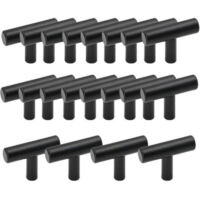 Pack of 20 Stainless Steel Kitchen Cabinet Handles T-Bar Black Drawer Handles Cupboard Knobs with Screws