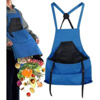 Crossover Back Gardening Apron, Garden Picking Apron, Farm Clothing Fruit, with Large Capacity Pockets, Sturdy, Adjustable, Ideal for Women and Men
