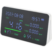 Détecteur de CO2, composants de capteur TVOC ABS et électroniques, testeur de température et d'humidité numérique, moniteur de qualité de l'air pour centre commercial, blanc,DUBUNS