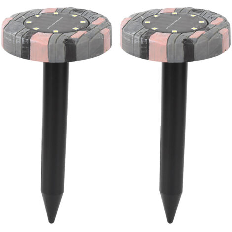 2 pièces/lot répulsif solaire à 8 LED blanc pour souris imitation marbre décoration de jardin (1/5)