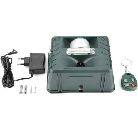 Répulsif électronique à ultrasons avec 4 alarmes sonores et flashs, avec télécommande pour animaux (1/5)