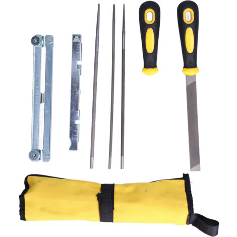 Affûteuse pour tronçonneuse Portable Affûtage rapide Kit de limes plates 3/16 po 5/32 po 7/32 po Outils d'affûtage pour tronçonneuses (1/5)