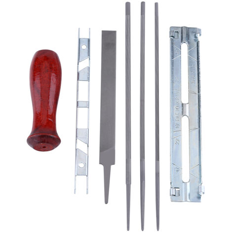 Kit d'affûtage pour tronçonneuse 8 pièces Affûteur pour tronçonneuse Lime Guide-chaîne Jauge de profondeur Ensemble d'outils (1/5)