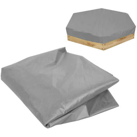 Couverture pour bac à sable Couverture hexagonale pour bac à sable Jouets de plage Couverture imperméable pour piscine avec cordon de serrage pour jardin extérieur Gris (1/5)