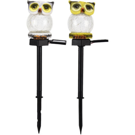 2 lumières solaires en forme de chouette Décoration de jardin Lumières solaires pour jardins, pelouses et allées (1/5)