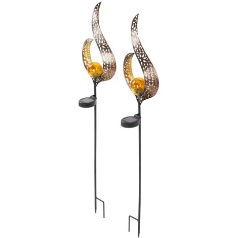 2 lampes solaires décoratives d'extérieur pour éclairer les allées de jardin, pelouse, terrasse, blanc chaud (1/5)