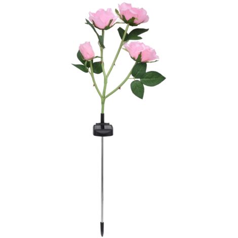 Lampe solaire Rose Light 4 têtes IP65 étanche décorative LED fleur paysage pour jardin cour (lumière rose LED) (1/5)