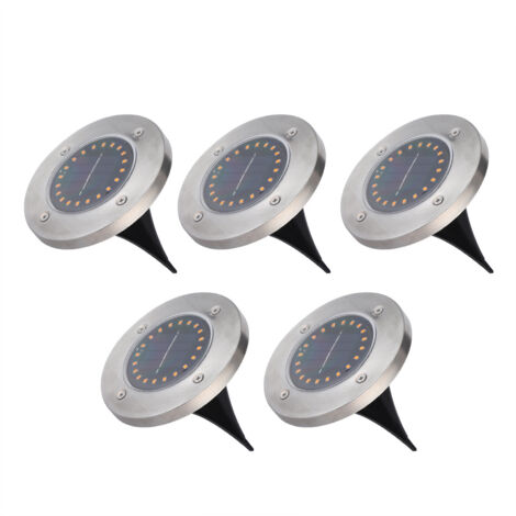 5 pièces, étanches, à énergie solaire, 20 LED, à encastrer, pour décoration extérieure de jardin, pelouse, cour (1/5)