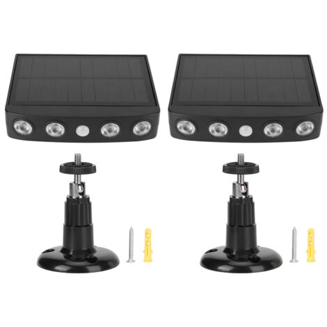 2 lampes solaires étanches avec détecteur de mouvement PIR, lampes murales pour allées de jardin, rue, noir (1/5)
