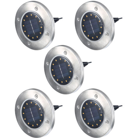 5 pièces de lampes solaires souterraines pour pelouse, 12 LED résistantes à la pluie, pour jardin, cour et villa (1/5)