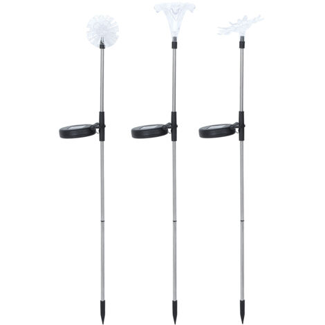 3 pièces/ensemble de lampes solaires à piquet, lampes LED à changement de couleur, pour jardin extérieur, cour et terrasse (1/5)