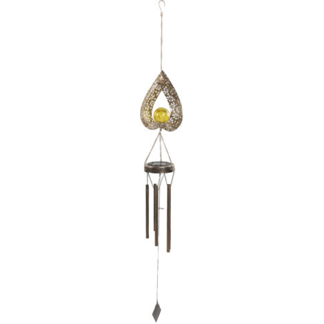 Lampe solaire d'extérieur, carillon éolien, suspendue, LED chaude, lampe décorative mobile pour patio, cadeau en fer forgé (1/5)