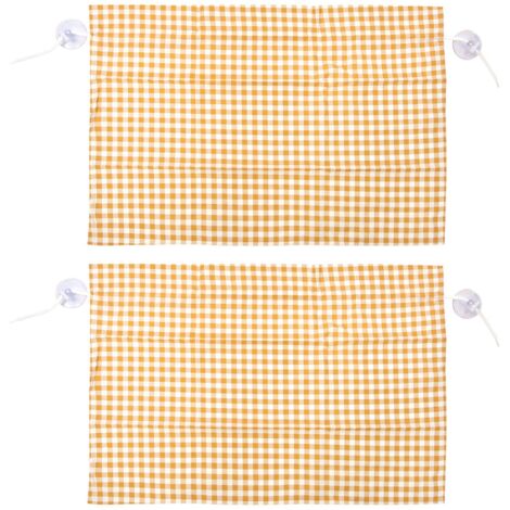 2 pièces de rideaux anti-UV pour voiture avec motif quadrillé, pare-soleil pour vitres latérales avec ventouses, quadrillage jaune (1/5)