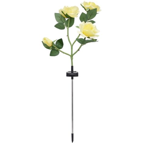 Lampe solaire Rose Light 4 têtes IP65 étanche, lampe décorative LED en forme de fleur pour jardin ou cour (LED jaune) (1/5)