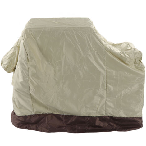 Housse pour barbecue imperméable, résistante au soleil et aux intempéries, avec cordon de serrage et sac de rangement, couleur beige café (1/5)