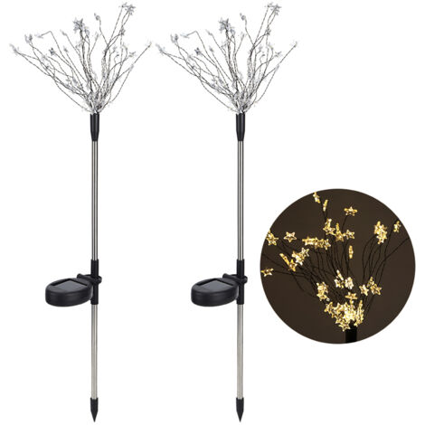 Lot de 2 lampes solaires décoratives pour jardin 90 LED pour allées, terrasses et pelouses (1/5)