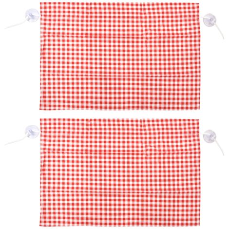 2 pièces de rideaux anti-UV pour voiture avec motif quadrillé, pare-soleil pour vitres latérales avec ventouses, quadrillage rouge (1/5)
