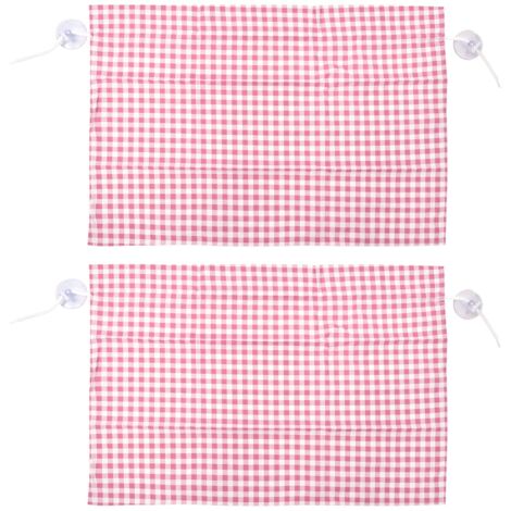 2 rideaux de voiture anti-UV à motif quadrillé, pare-soleil pour vitres latérales avec ventouses, quadrillage rose (1/5)
