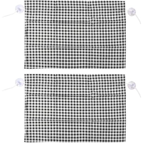 2 rideaux de voiture anti-UV à motif quadrillé, pare-soleil pour vitres latérales avec ventouses, quadrillage noir (1/5)