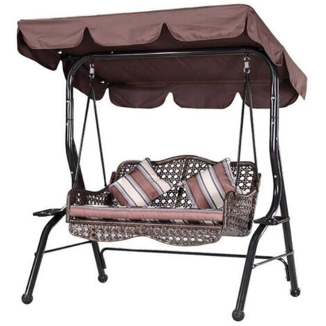 Bâche imperméable pour balancelle de jardin double, toile d'ombrage, 142 x 120 x 18 cm, couleur café (1/5)