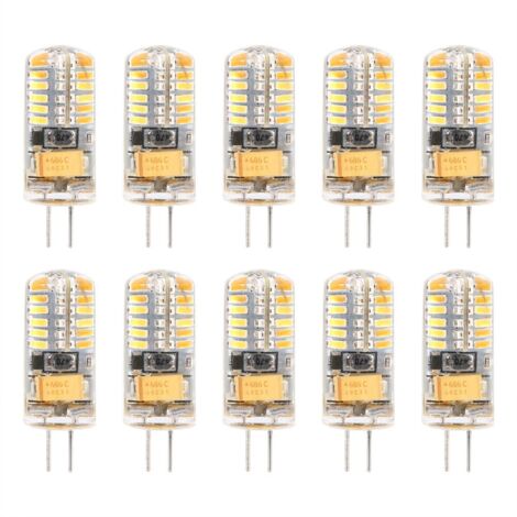 Lot de 10 ampoules LED G4 à intensité variable AC12V, ampoules cristal, blanc chaud, 48 LED, 3 W (1/5)