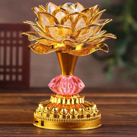 Lampe LED en forme de fleur, à couleurs changeantes, décorative et électronique, dorée, idéale pour créer une ambiance chaleureuse et offrir en cadeau. (1/5)