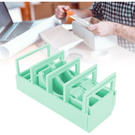Distributeur de ruban adhésif de bureau avec 2 rouleaux, distribution rapide, porte-ruban extensible et coupe-ruban pour loisirs créatifs et emballage, vert (1/5)